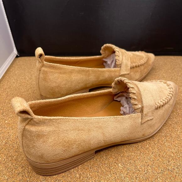 Maurices tan faux suede preppy ruffle slip on flats 6 - Picture 4 of 10